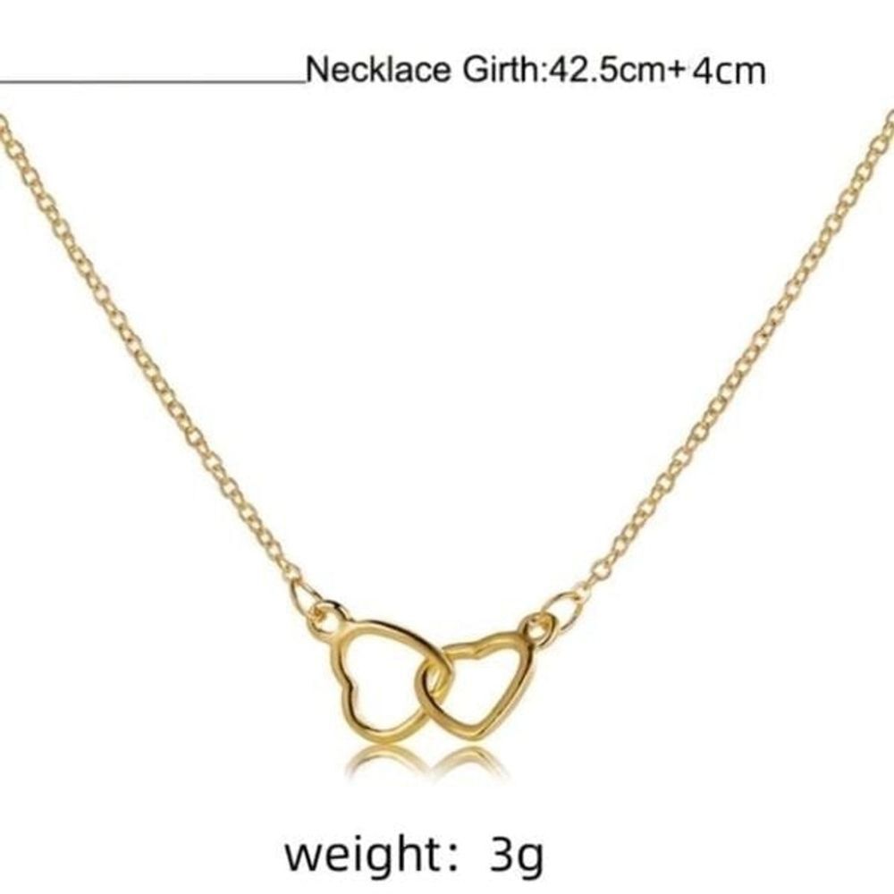 💕 $3 Bundled Gold Tone Interlocking Hearts Pendant Necklace
